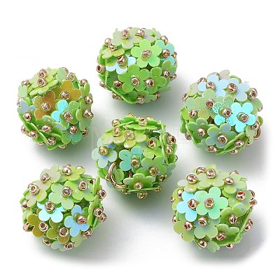 PVC Plastic Paillette with Glass Seed Beaded Pendants FIND-G058-01D-1