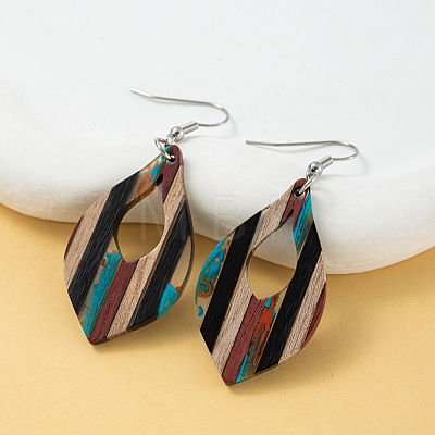 Bohemian Wood & Resin Dangle Earrings WG51BE2-06-1