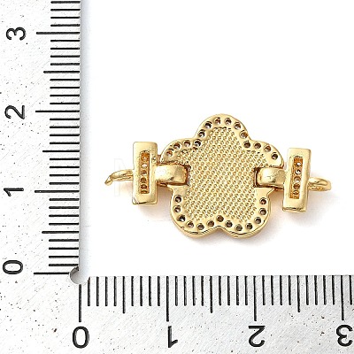 Rack Plating Brass Micro Pave Clear Cubic Zirconia Flower Links Connector Charms KK-K385-104G-1