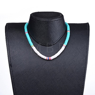 Handmade Polymer Clay Heishi Beaded Choker Necklaces NJEW-JN02722-03-1