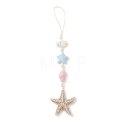 Ocean Theme Acrylic Beaded Waxed Polyester Cord Hanging Ornament HJEW-JM04991-1