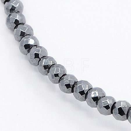 Non-magnetic Synthetic Hematite Faceted Round Beads Strands G-N0014-3mm-24-1