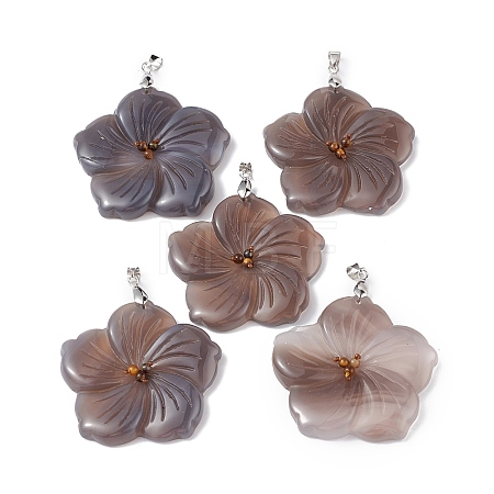 Natural Grey Agate Big Pendants G-B040-01P-04-1