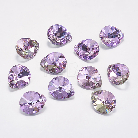 Faceted K9 Glass Rhinestone Charms X-RGLA-F053-E-001VL-1