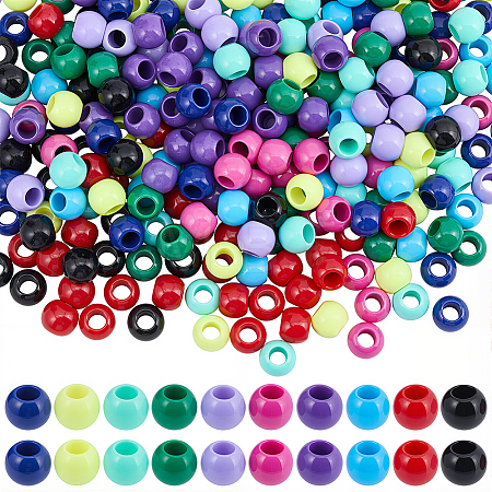 300Pcs 10 Colors Opaque Acrylic Beads SACR-SP0001-53A-1