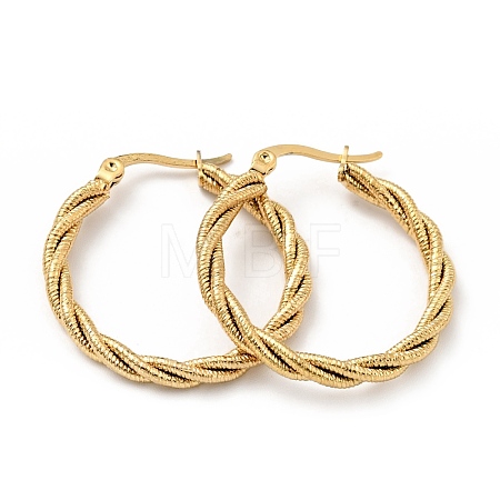 303 Stainless Steel Twist Rope Hoop Earrings with 316 Stainless Steel Pins for Women EJEW-F285-38G-1