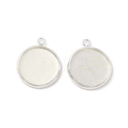 Flat Round Brass Pendant Cabochon Settings KK-K414-14F-S-1