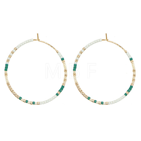 Handmade Glass Seed Beads Hoop Earrings LS-HQ0649-3-1