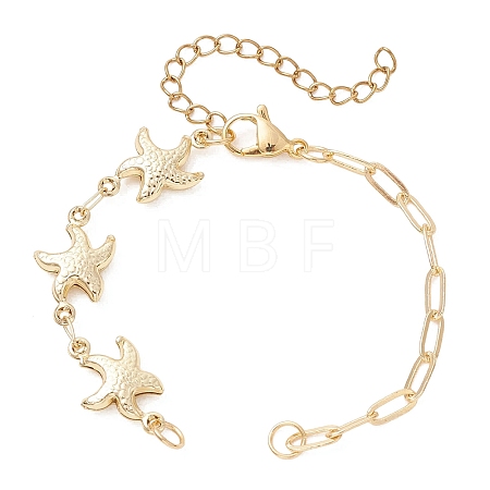304 Stainless Steel Starfish Link Chain and Brass Paperclip Chain Bracelet Making AJEW-JB01590-1