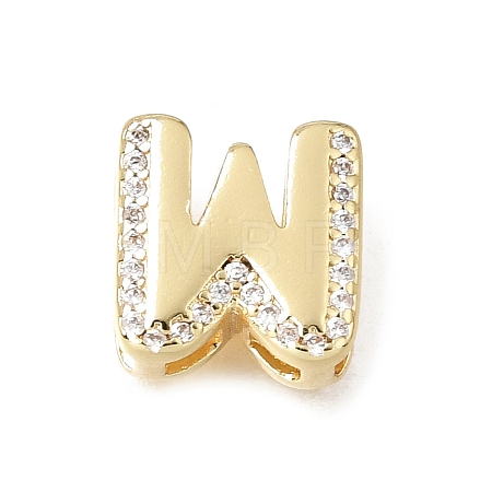 Brass Micro Pave Clear Cubic Zirconia Initial Spacer Bars KK-E802-34G-W-1