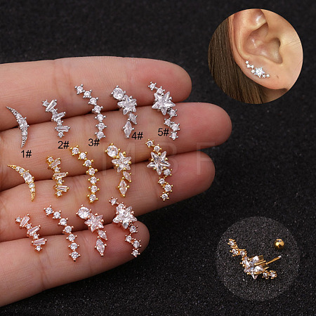 316L Surgical Stainless Steel Clear Cubic Zirconia Cartilage Earrings WG462E6-04-1