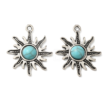 Tibetan Style Alloy Pave Imitation Turquoise Pendants X-FIND-NH0001-01AS-1