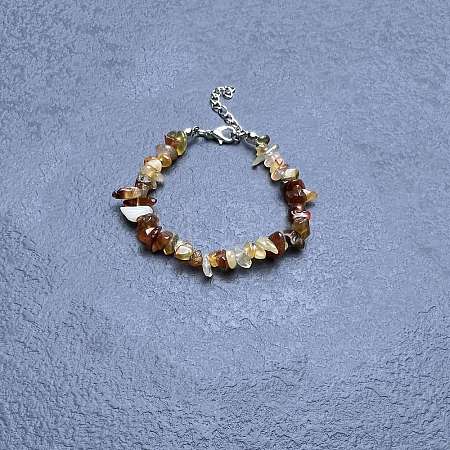 Natural Red Agate Chip Beaded Bracelets for Women IW6789-52-1