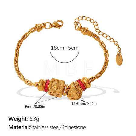 304 Stainless Steel & Cubic Zirconia Link Bracelets WG7FB07-09-1