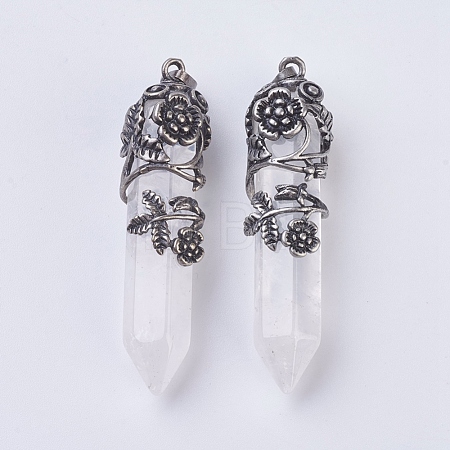 Natural Quartz Crystal Pointed Pendants G-F529-B10-1