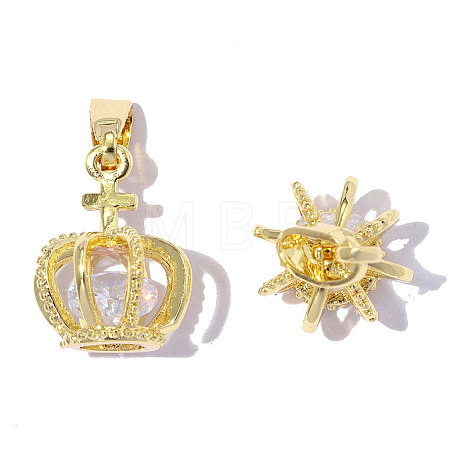 Brass Pave Clear Cubic Zirconia Pendants CU-OY001-10G-1