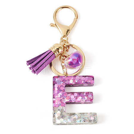 Alloy Resin Heart Keychains KEYC-TADJ0002-01G-E-1