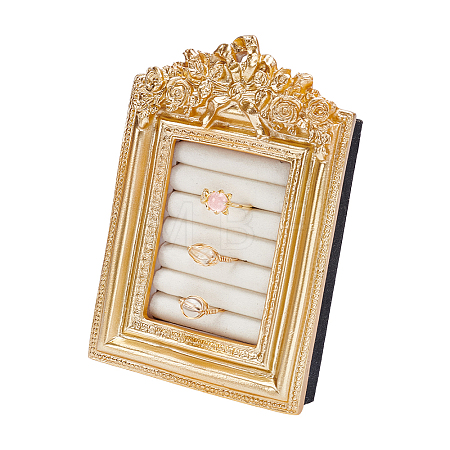 Photo Frame Resin Ring Display Stands ODIS-WH0086-204-1