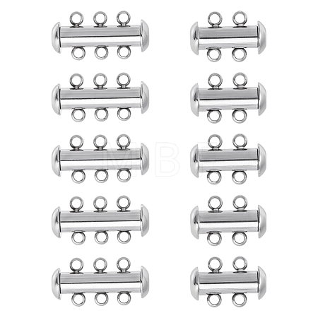 10 Sets 2 Styles 304 Stainless Steel Slide Lock Clasps STAS-ME0003-55-1