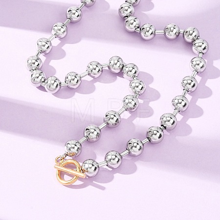201 Stainless Steel Ball Chain Necklaces with Golden Tone OT Clasps SA-CBAD3BB-05P-1