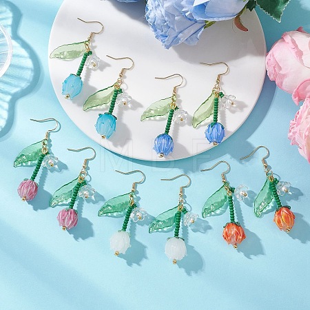 Acrylic & Lampwork Dangle Earrings EJEW-MZ00711-1