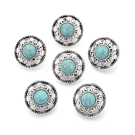Zinc Metal Alloy & Natural Turquoise Buttons BUTT-WH0057-001C-AS-1