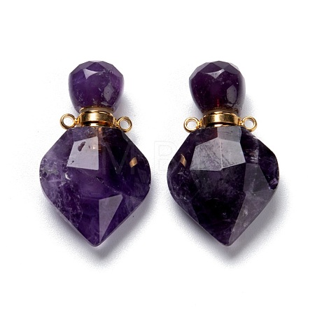 Natural Amethyst Perfume Bottle Pendants G-D058-11G-07-1
