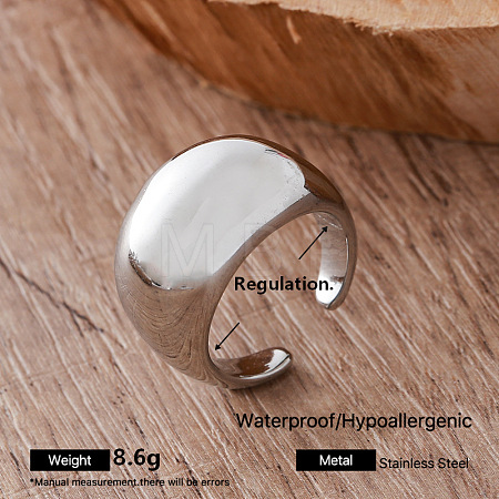 Irregular 304 Stainless Steel Cuff Open Rings for Women MI0749-1-1