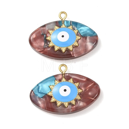 304 Stainless Steel Resin Pendants STAS-F352-07D-06-1