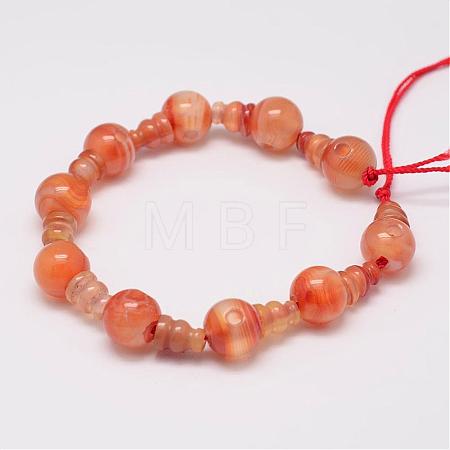 Natural Carnelian 3-Hole Guru Bead Strands G-K149-32C-1
