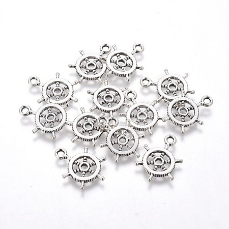 Tibetan Style Alloy Helm Pendants TIBEP-16625-AS-RS-1