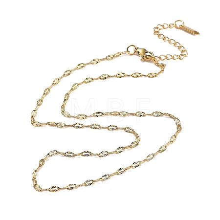 Ion Plating(IP) 304 Stainless Steel Textured Dapped Chain Necklace X-NJEW-D045-02G-1