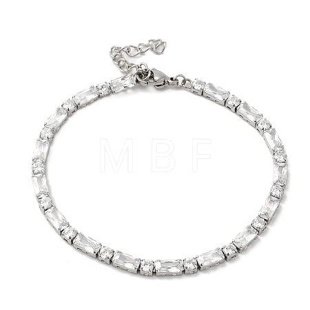 Cubic Zirconia Tennis Bracelet BJEW-M301-03P-1