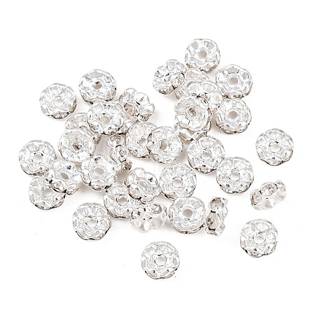 Rack Plating Brass Rhinestone Spacer Beads RSB028NF-01S-1