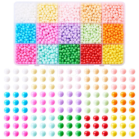 2400Pcs 15 Colors Opaque Baking Paint Glass Beads DGLA-TA0001-25-1