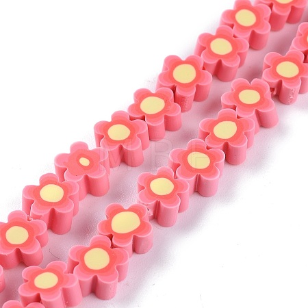 Handmade Flower Polymer Clay Beads Strands LS-CLAY-M003-07K-1