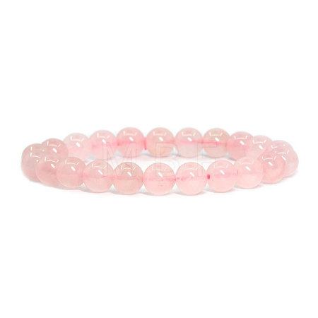 Natural Rose Quartz Round Beads Stretch Bracelets BJEW-PH0001-8mm-20-1