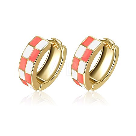 Tartan Design Alloy Enamel Hoop Earrings FS-WG3E240-08-1