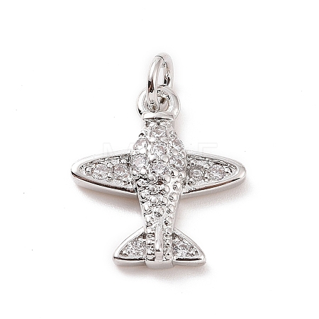 Brass Micro Pave Cubic Zirconia Charms KK-C012-42P-1