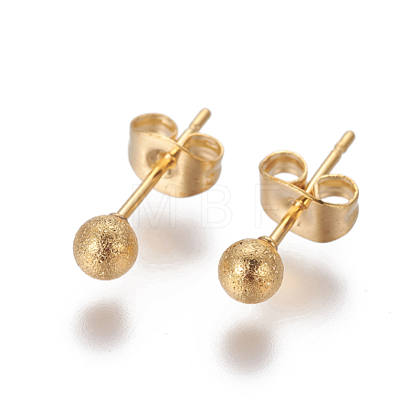 304 Stainless Steel Ear Studs EJEW-G253-4mm-G-1