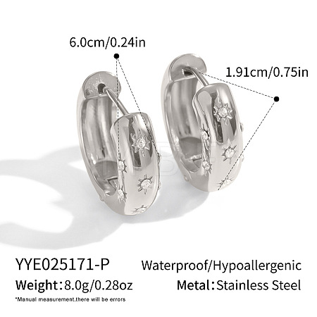 304 Stainless Steel Star Hoop Earrings EZ1230-2-1