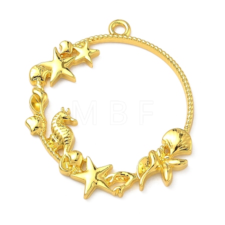 Ocean Theme Alloy Open Back Bezel Pendants PALLOY-F321-03B-G-1