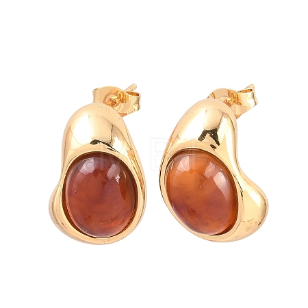 304 Stainless Steel & Resin Stud Earrings EJEW-L317-07G-02-1