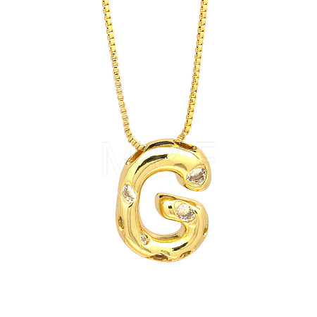 Brass Micro Pave Clear Cubic Zirconia Initial Pendant Necklaces FS-WGF17D9-12-1
