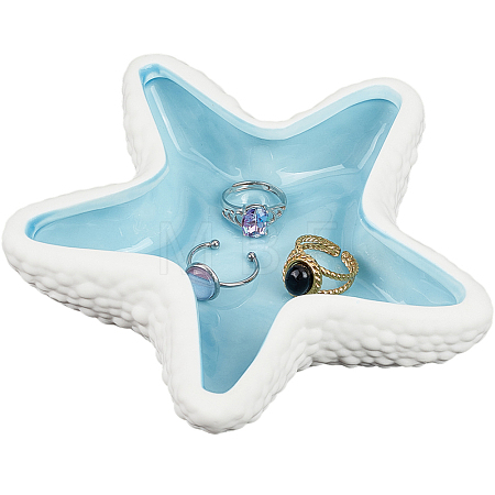 1Pc Starfish Shape Ceramic Jewelry Plate AJEW-SC0002-96B-1