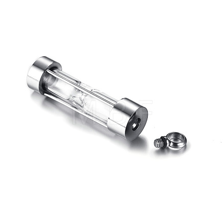 304 Stainless Steel Glass Hourglass Urn Ashes Pendants BOTT-PW0001-033B-P-1