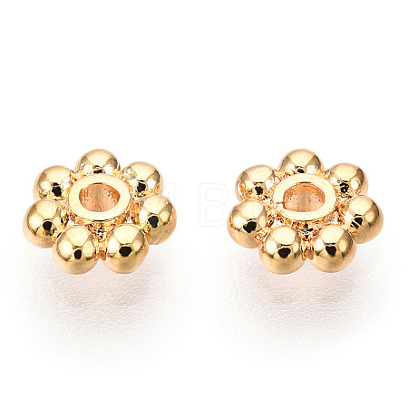 Brass Daisy Spacer Beads X-KK-T014-43G-1