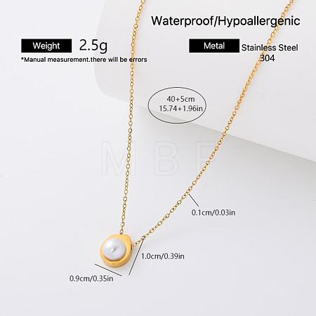 304 Stainless Steel Pendant Necklaces with Imitation Pearl for Women HD5158-3-1