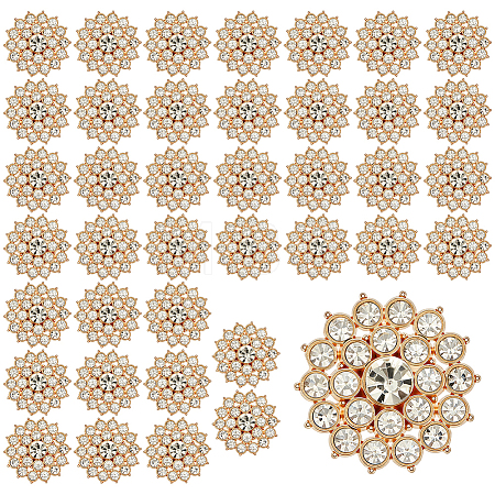 40Pcs Alloy Rhinestone Shank Buttons BUTT-ME0001-28LG-1
