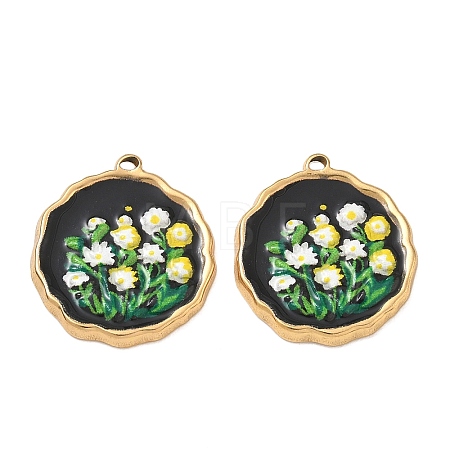 304 Stainless Steel Enamel Pendants SA-CBA0530-01B-G-1